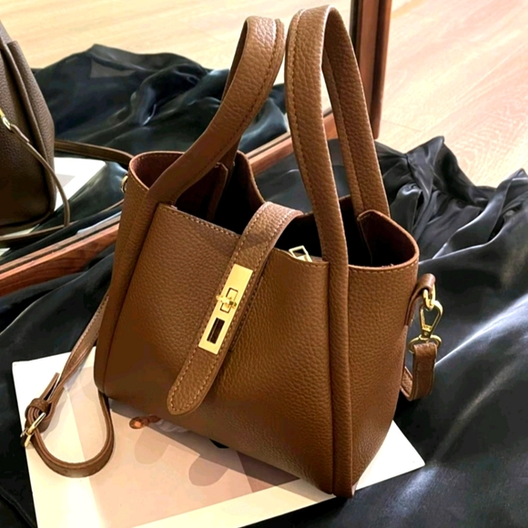 Qx Handbags - Brown Mini Bag with Gold Hardware and Structured Design